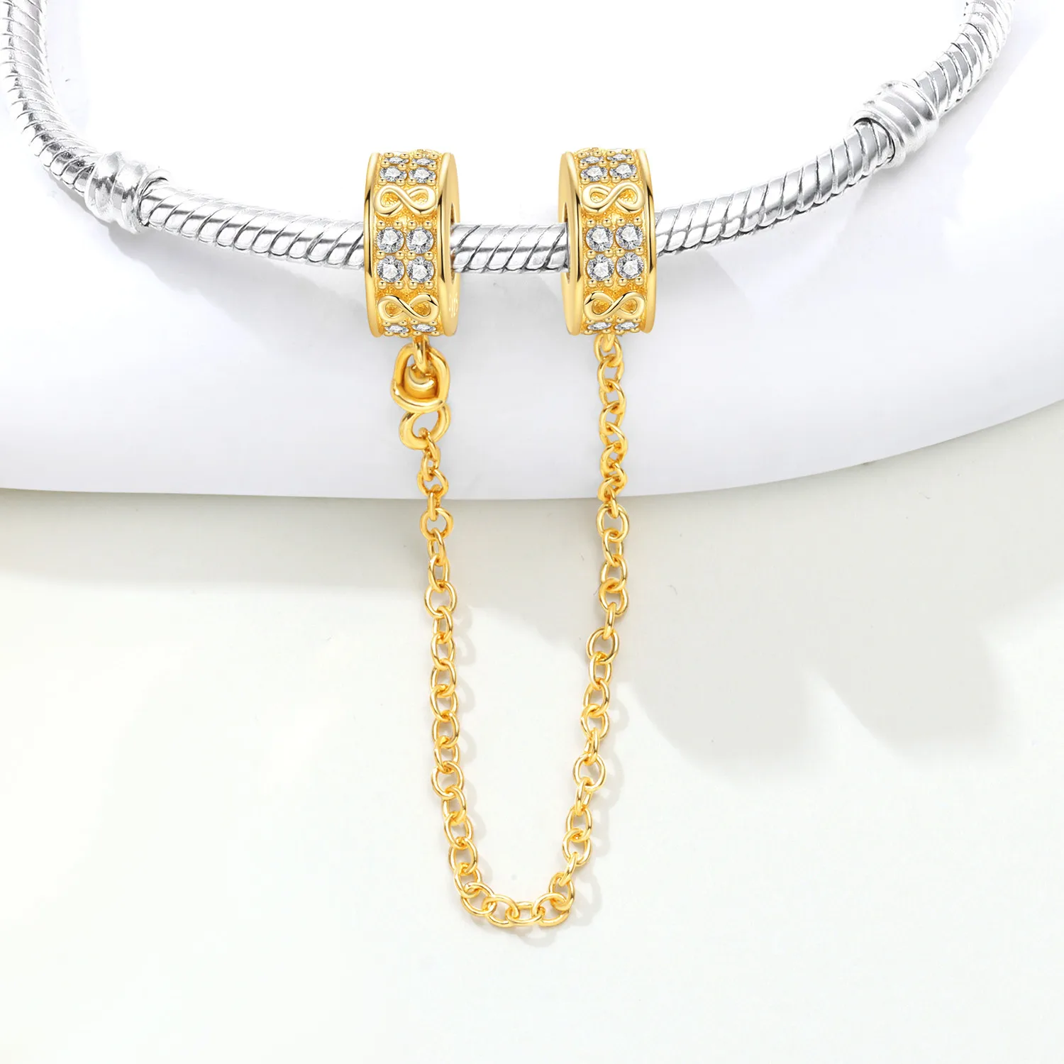 MISEFF S925 Sterling Silver Pendant Infinity Symbol Security Chain Charm For Bracelet DIY Jewelry Making Women Gift