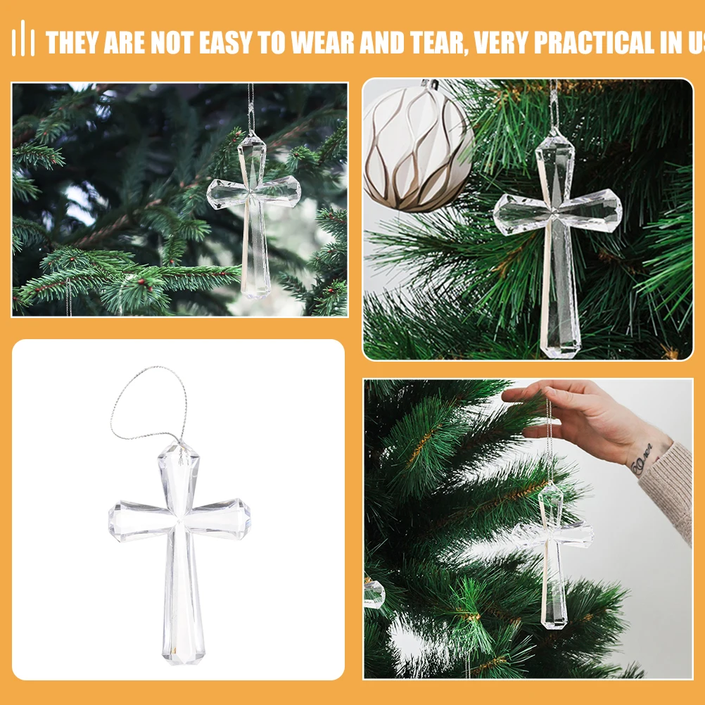 

3pcs Transparent Cross Acrylic Hanging Ornament Indoor Decor Decoration Easter Tree Hangings Lightweight Practical Use