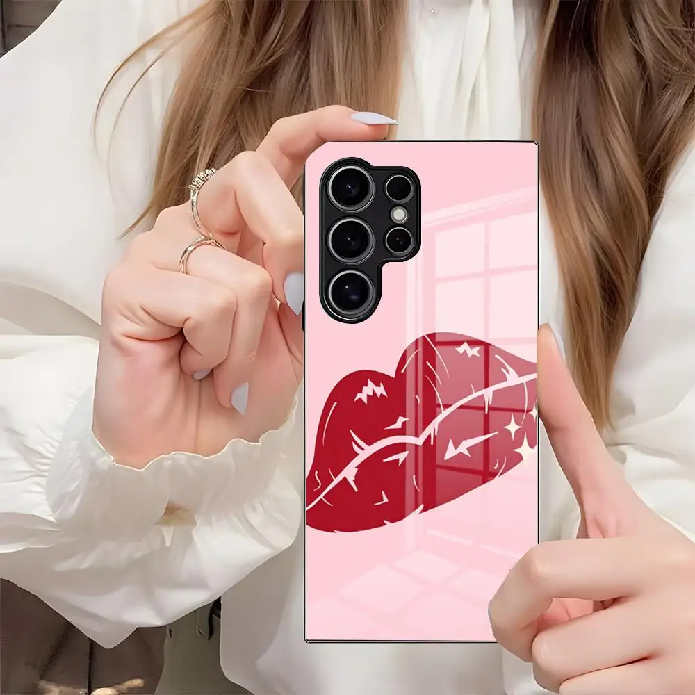 Pink Romantic Love Phone Case For Samsung S26 S25 Edge S24 S23 S22 Ultra Plus Fe A57 A37 A17 A56 5G Glass Cover