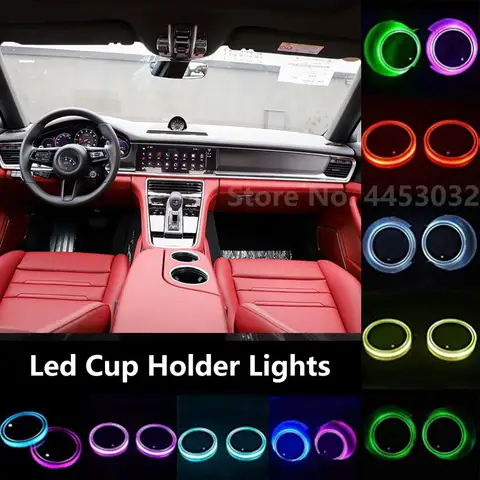 Led Cup Holder Lights For Porsche Panamera Macan 911 718 Cayenne Decorative Lamps 7 Colors Mat Coaster 10 best sales cayenne accessories - №3
