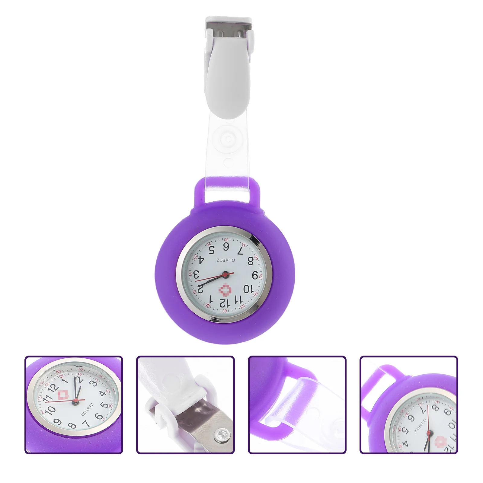 

Portable Nurse Silicone Clip Chest Watch White Badge Clock Lightweight Professional Nursing Accessories Pocket Watch
