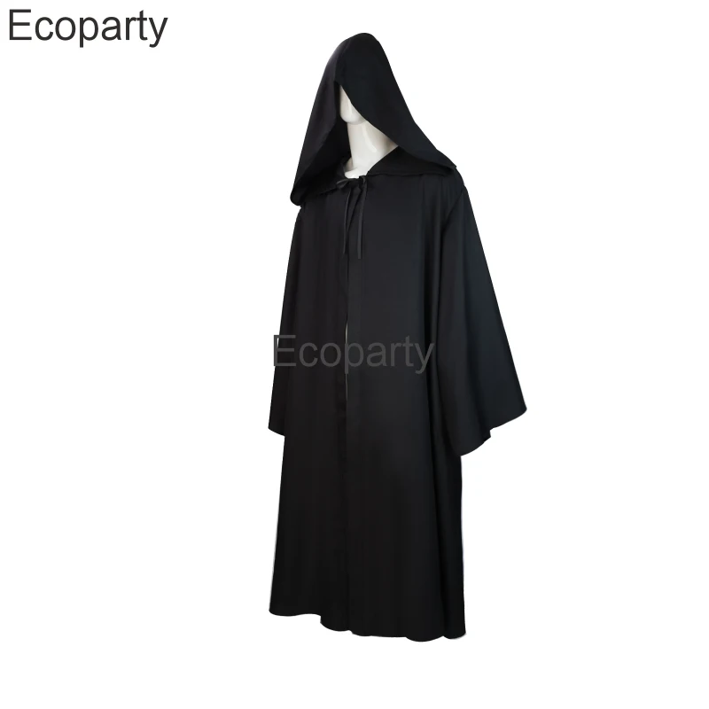 New Halloween Medieval Costume For Men Women Black Wizard Hooded Cloak With Pointed Hat Adult Halloween Carnival Party Costumes