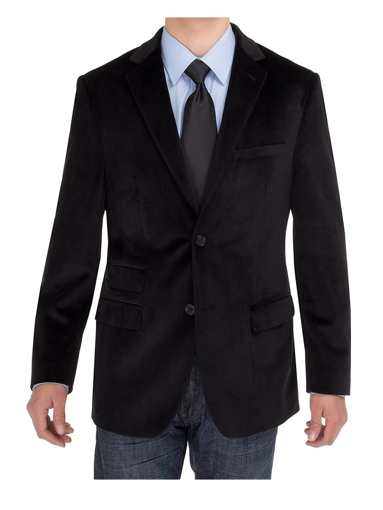 Blue/Black Velvet Blazer for Men Dinner Party Italian Style Smoking Prom Jacket Elegant Single Breasted Coat for Wedding Party
