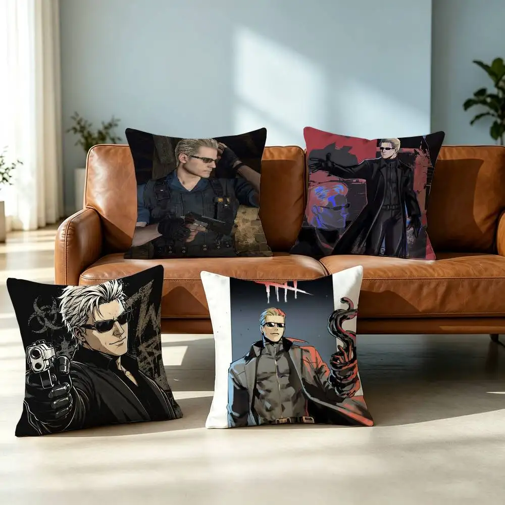 Resident Evil-L Albert Wesker Square Double-Sided printed Pillow Case Bedroom Bedside Pillow Sofa Cushion Cover Gift