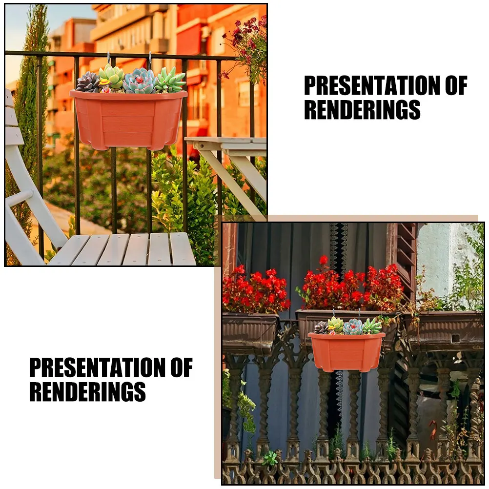 

2pcs Wall Mounted Wood-Look Flower Pot Hanging Garden Decor Rust Resistant Plant Holder Container Flower Storage Pot