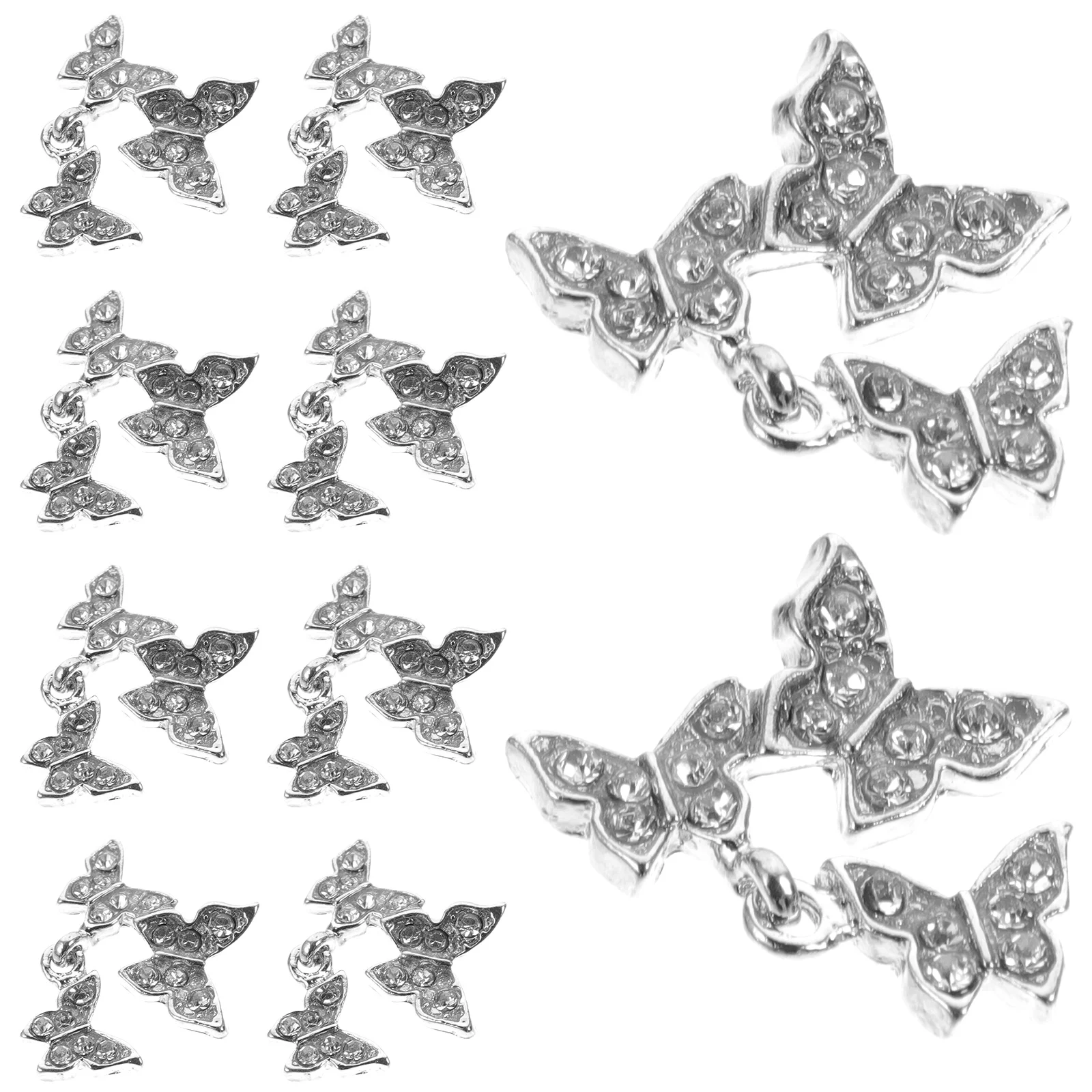 10Pcs Butterfly Nail Charms Rhinestones Embellishments DIY Craft Decorating Accessories Supplies Nail Charms Manicure Supplies