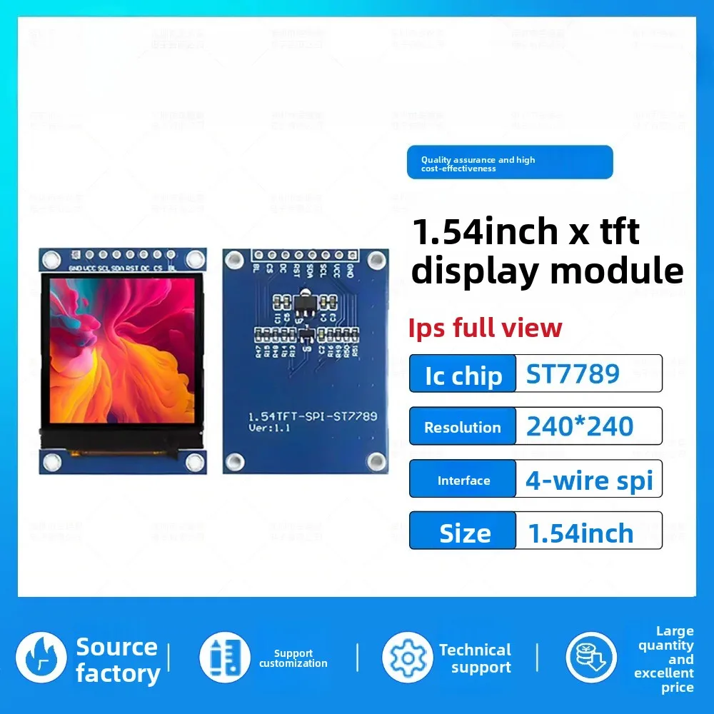 شاشة Jinyichen TFT LCD مقاس 1.54 بوصة - شاشة ST7789 صغيرة، شاشة LCD مربعة 240 × 240، شاشة ملونة SPI. للإلكترونيات والمشروعات DIY