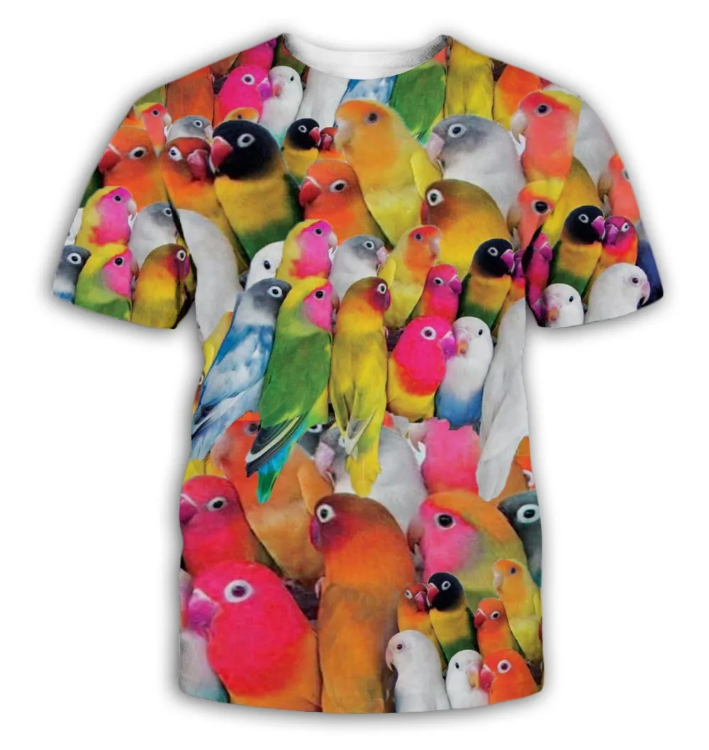 Summer Fashion All Kinds of Birds t shirt for men Fun Trend Personality Printed Round Neck Tees Hip Hop harajuku streetwear Top