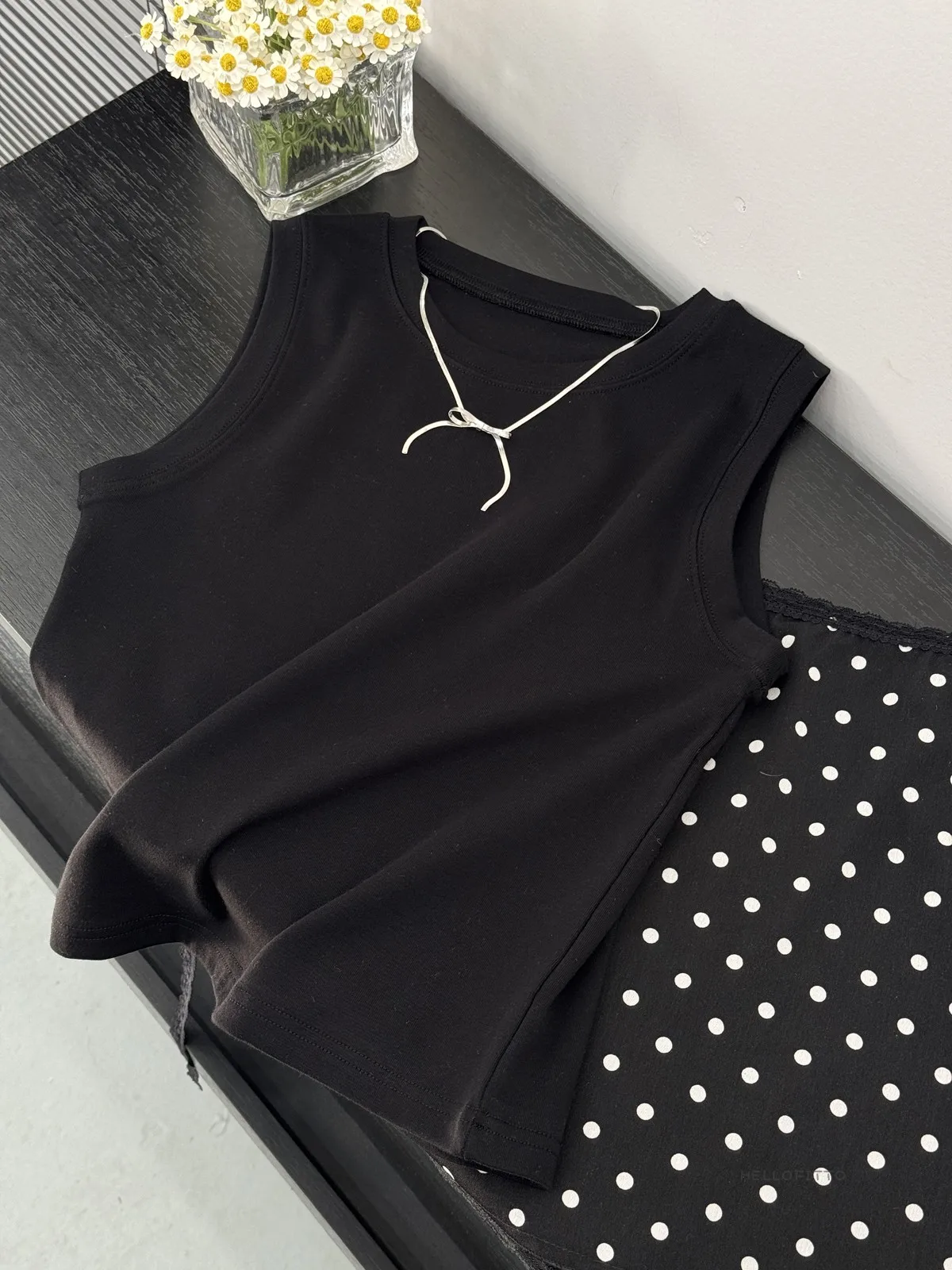 Minceur basique Sle rond Ne Svel gilet confortable quatre saisons porter intérieur Match doux Sle coton Polyester femme...