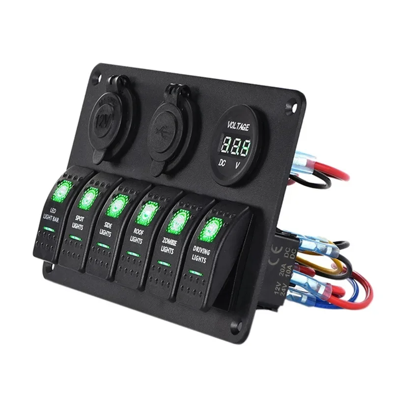 6-Position combined panel switch rocker switch voltmeter