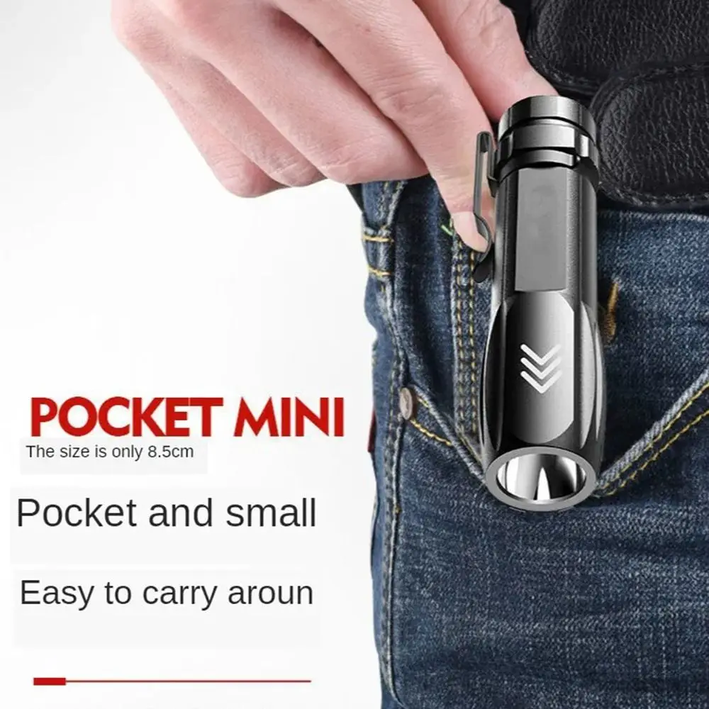 Waterproof Mini LED Flashlight Portable USB Rechargeable Pocket Camping Light Handheld High Bright Emergency Torch Power Outages