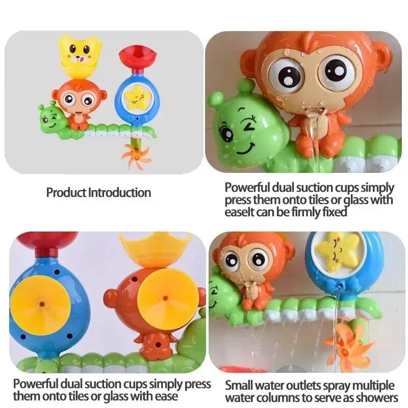 Little Monkey Turning Music Rotating Water Wheel Baby Bath Toys Baby Water Spray Children Playing Water Girls Boys