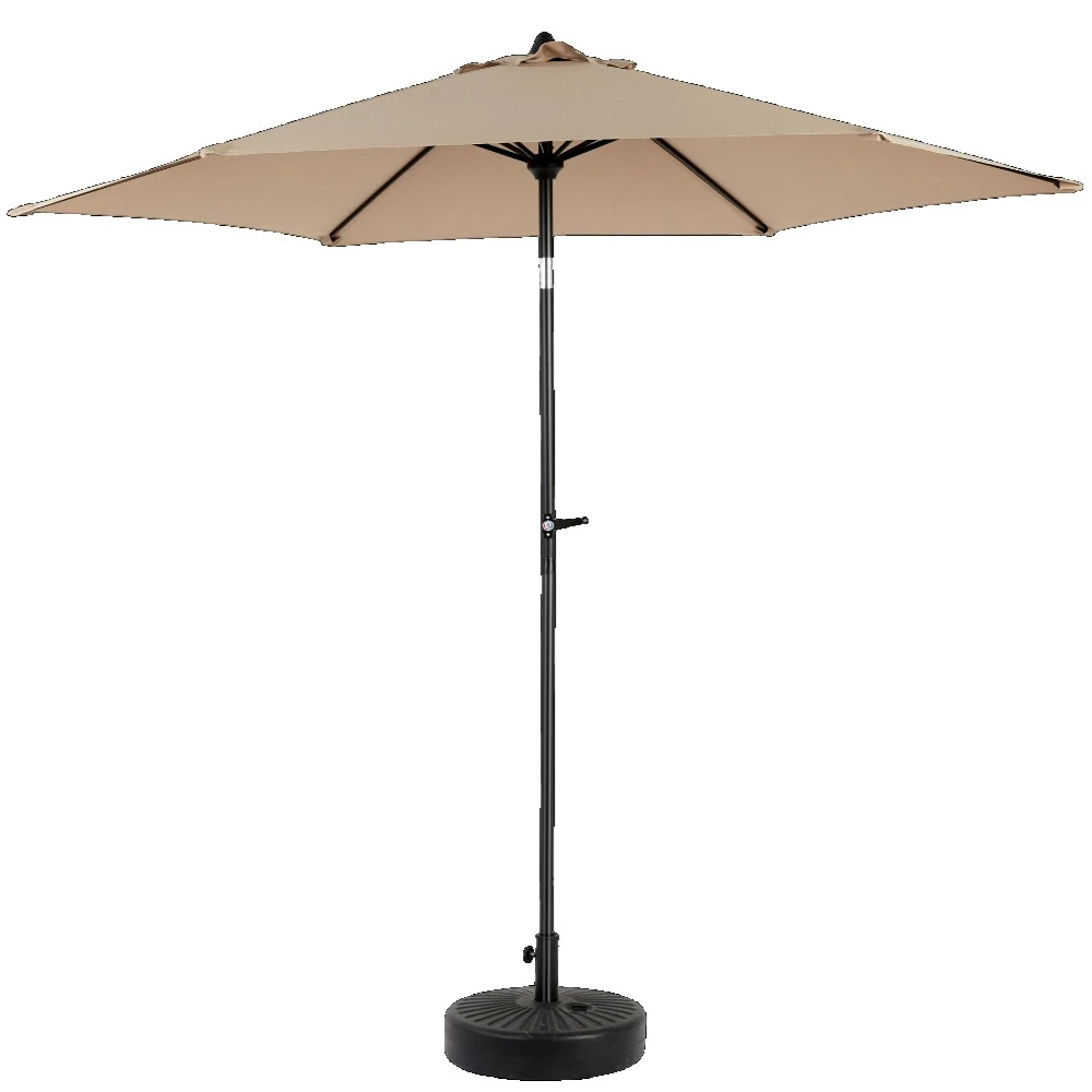 9FT مظلة فناء خارجية مظلة طاولة خارجية مع زر ضغط إمالة وكرنك 6 قاعدة أضلاع قوية غير متضمنة