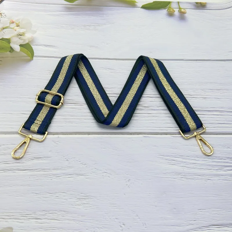 New Cross Border Leisure Versatile Bag Strap 3.8cm Gold Stripe Bag Shoulder Strap Replaceable Adjustable Bag Strap