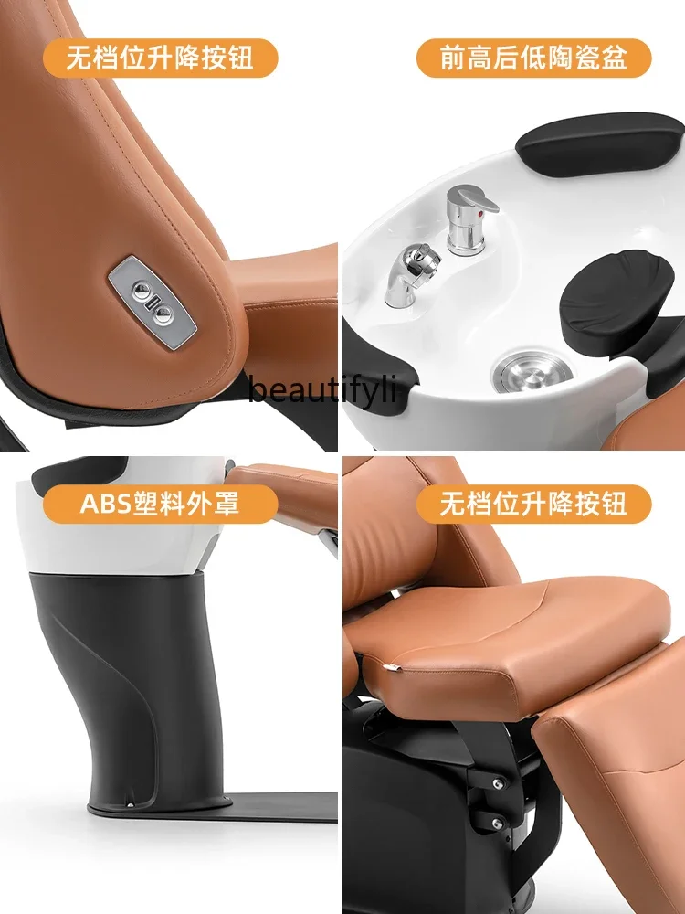 Electric Lying Half Shampoo Chair Cosmetology Shop Hair Care Flushing Bed Barber Shop Shampoo Basin for Hair Salon