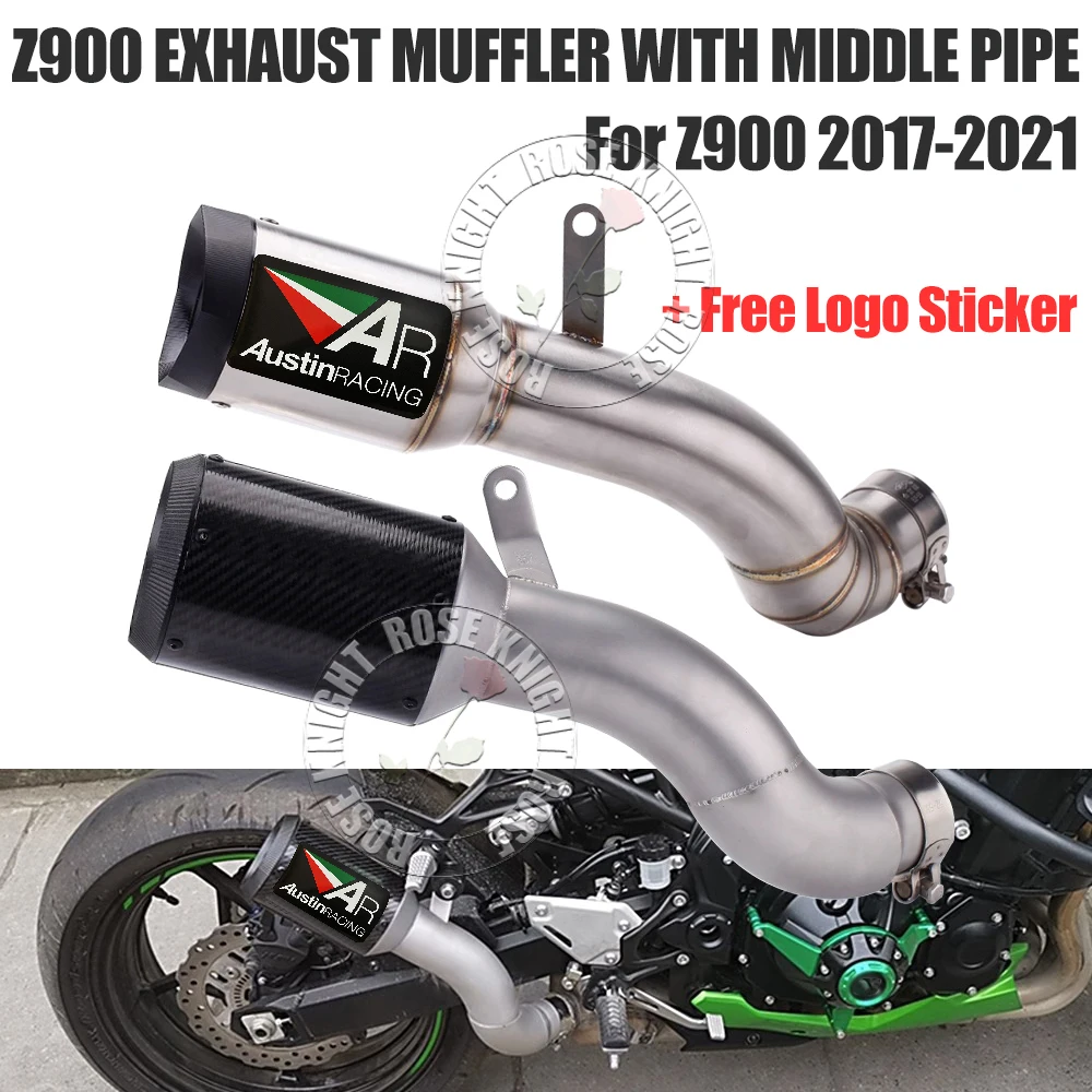 

AR Motorcycle Exhaust Muffler Escape And Middle Link Pipe for Kawasaki Z900 2017-2021 Year Exhaust System Modified Accessories