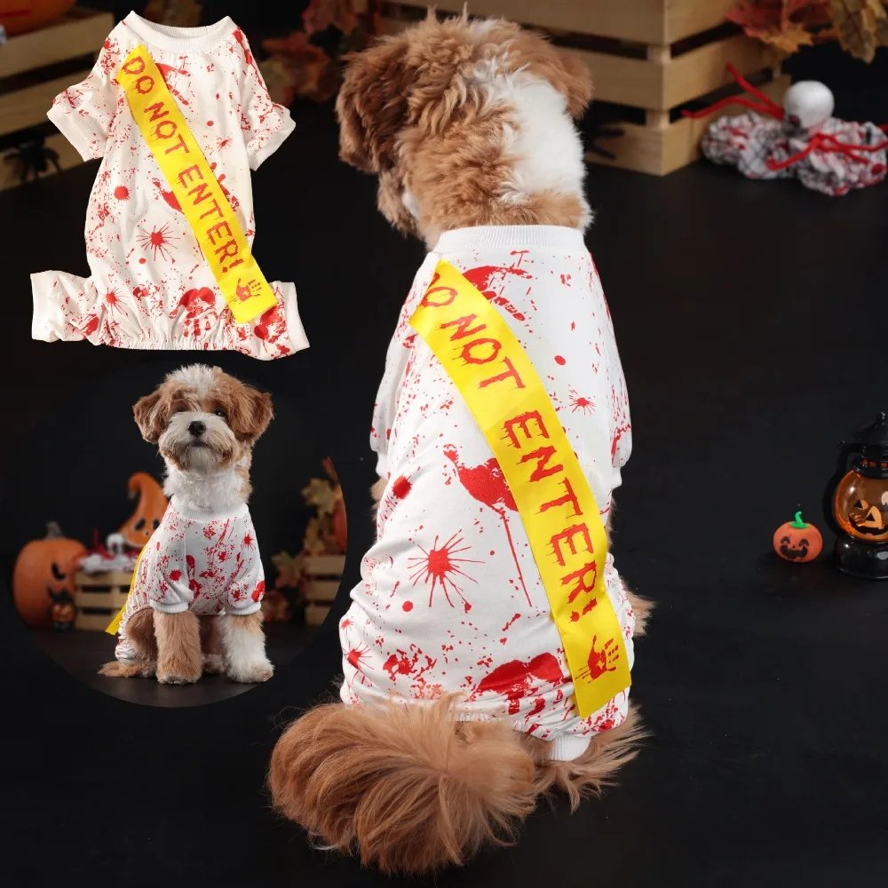 Bloody Halloween Blood Skirt Dog Soft Warm Halloween Pet Clothes Comfortable Personality Pet Cosplay Costumes Cosplay Party