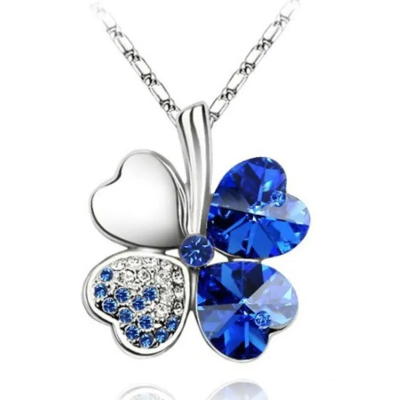 Crystal 4 Four Leaf Leaves Clover pendant necklaces lover birthday gift quality fashion jewelry dropshipping charm girls wedding
