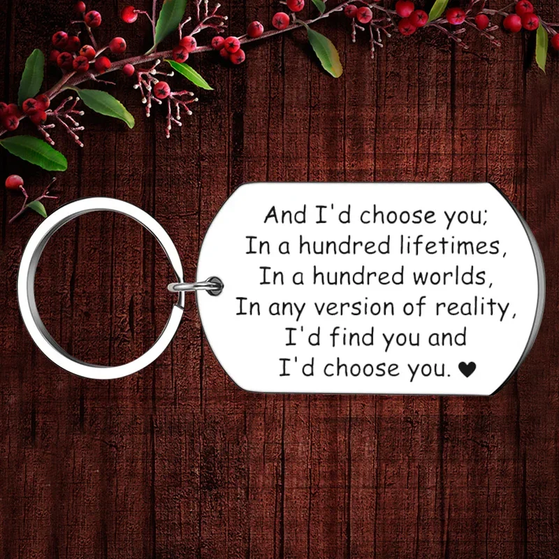 

Charm Boyfriend Husband Anniversary Gift Keychain Pendant Wife Birthday Wedding Gifts Key Chains And I'd choose you