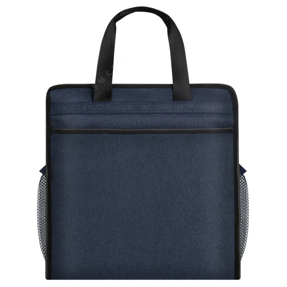 Waterproof Zippered Document Bag with Handle Oxford File Storage Handbag Large Capacity Thickened File Tote Bag Pouch Travel