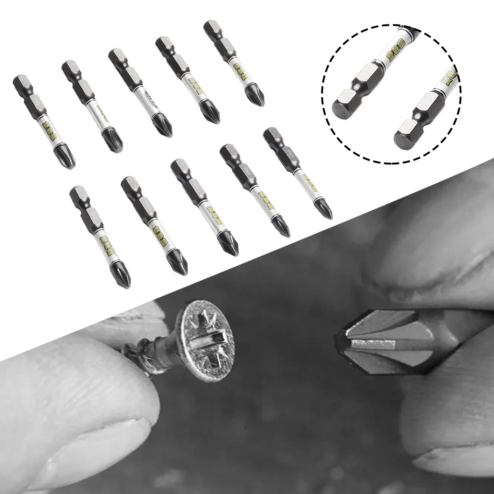 1/4 ไขควงชุด Bit Magnetic Impact Cross หกเหลี่ยม Torx พร้อมผู้ถือ Bit Anti Slip เครื่องมือไฟฟ้าสําหรับเครื่องใช้ในครัวเรือน