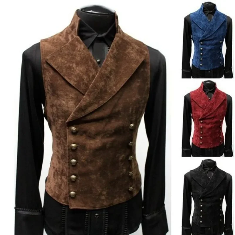

2025 FW Men's Korean Slim Fit Suede Double Button Coat Vest​
