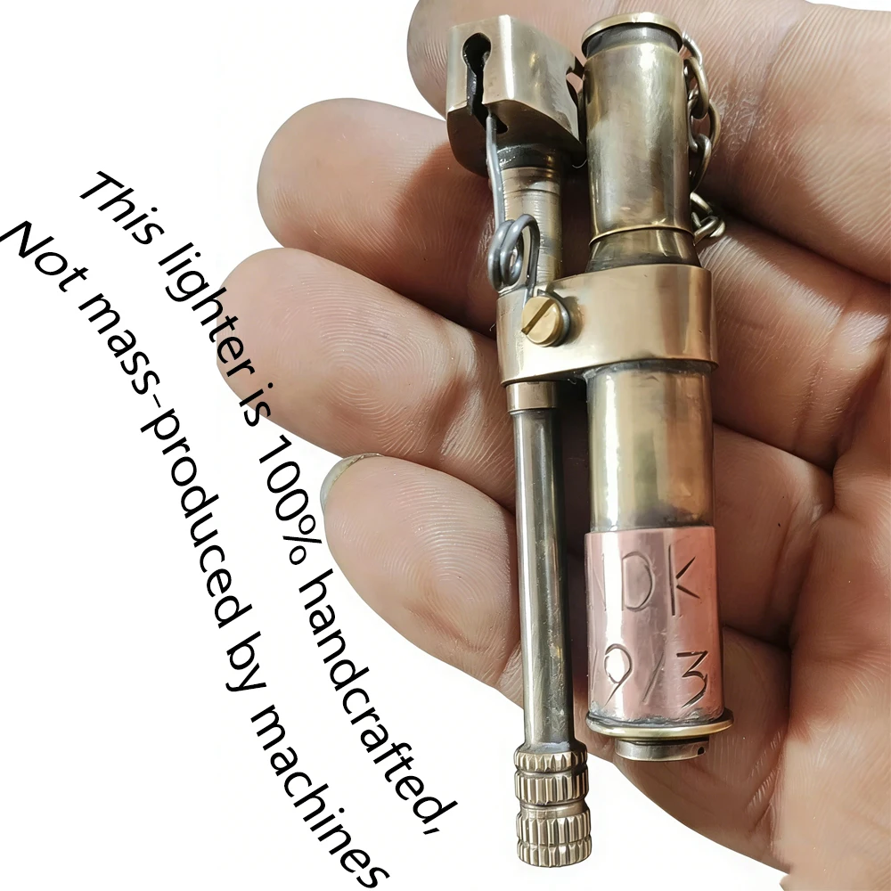 

Винтажная латунная газовая зажигалка ручной работы, коллекционная, с фитилями, механическая, в стиле панк