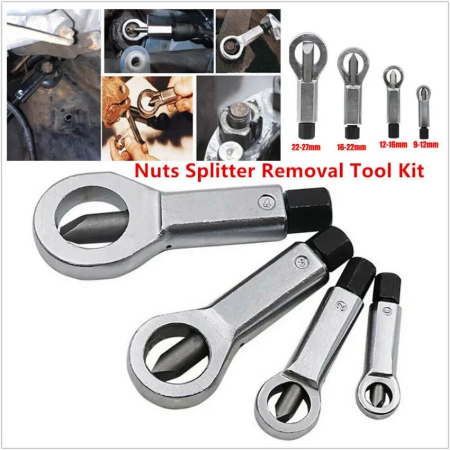 

4 Sizes Car Rust Damaged Nut Splitter Removal Tool Bolt Fastener Hex Wrench Kit 1set