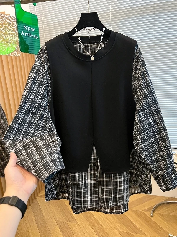 

Повседневный клетчатый лоскутный жилет irt, женский свободный топ больших размеров, корейский Sle, художественный, дышащий, для кожи...