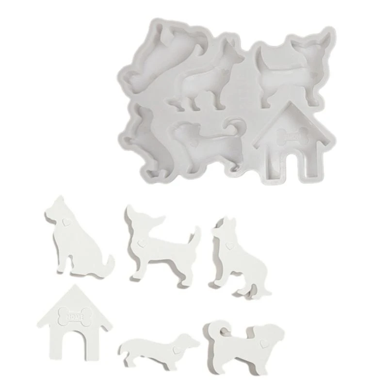 Dog Family Dog House Moldes vela silicona para proyecto fabricación jabón velas KXRE