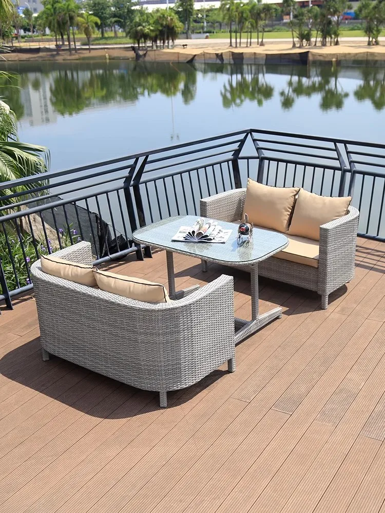 籐の金属製のソファのセット,屋外の家具,ダイニングセット,パティオ,パティオ,裏庭,庭,スペースの節約,3個