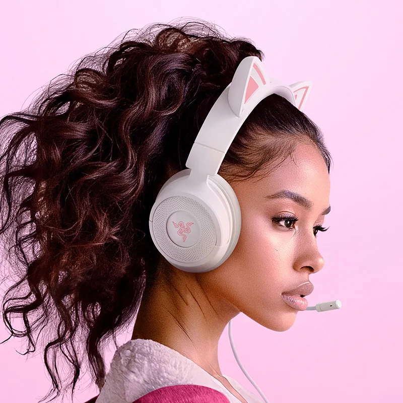 سماعة الألعاب السلكية Razer Kraken Kitty V3 X - ميكروفون قلبي HyperClear - محركات 40 مم - صوت محيطي 7.1 - وسائد أذن مريحة