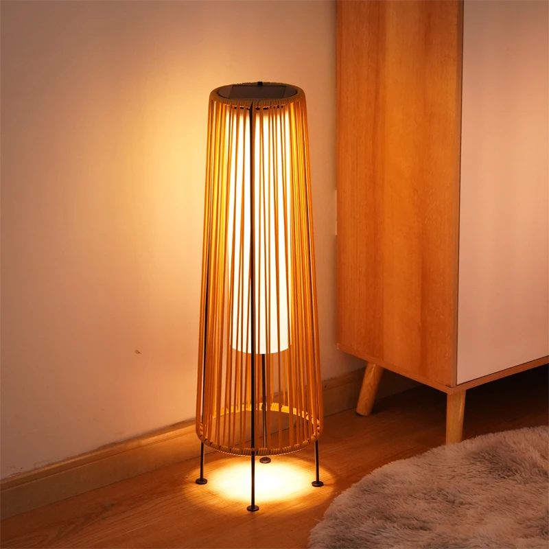 Japanese Retro Solar Energy Outdoors Floor Lamp Villa Garden Balcony Park Decoration  Waterproof Automatic Lighting Up At Night