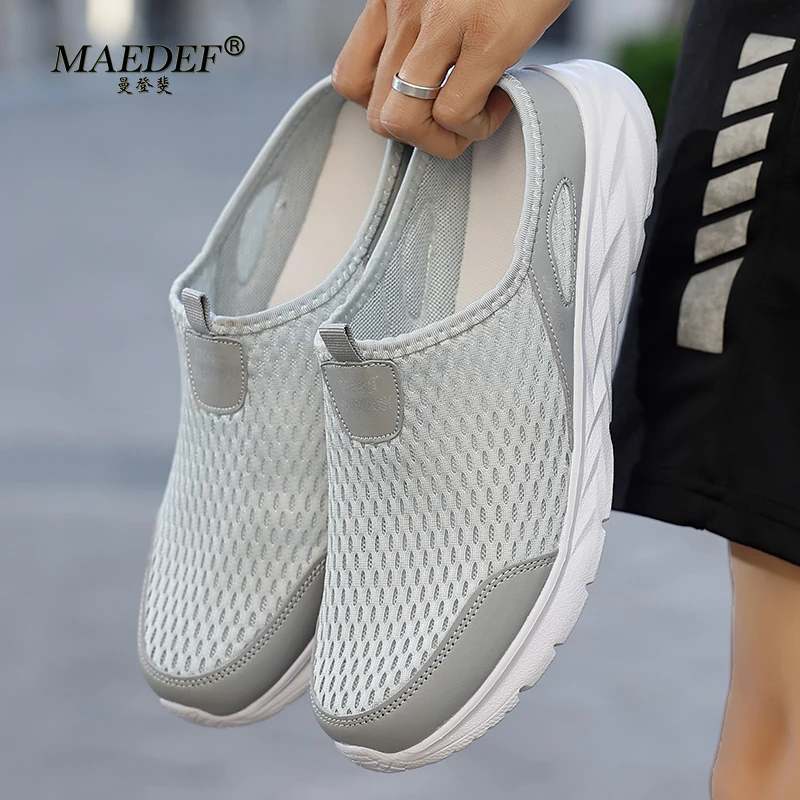 

MAEDEF New Men Shoes Half Slippers Summer Breathable Shoes for Men Flat Casual Shoes Man Light Comfortable Mesh Slippers Sandals