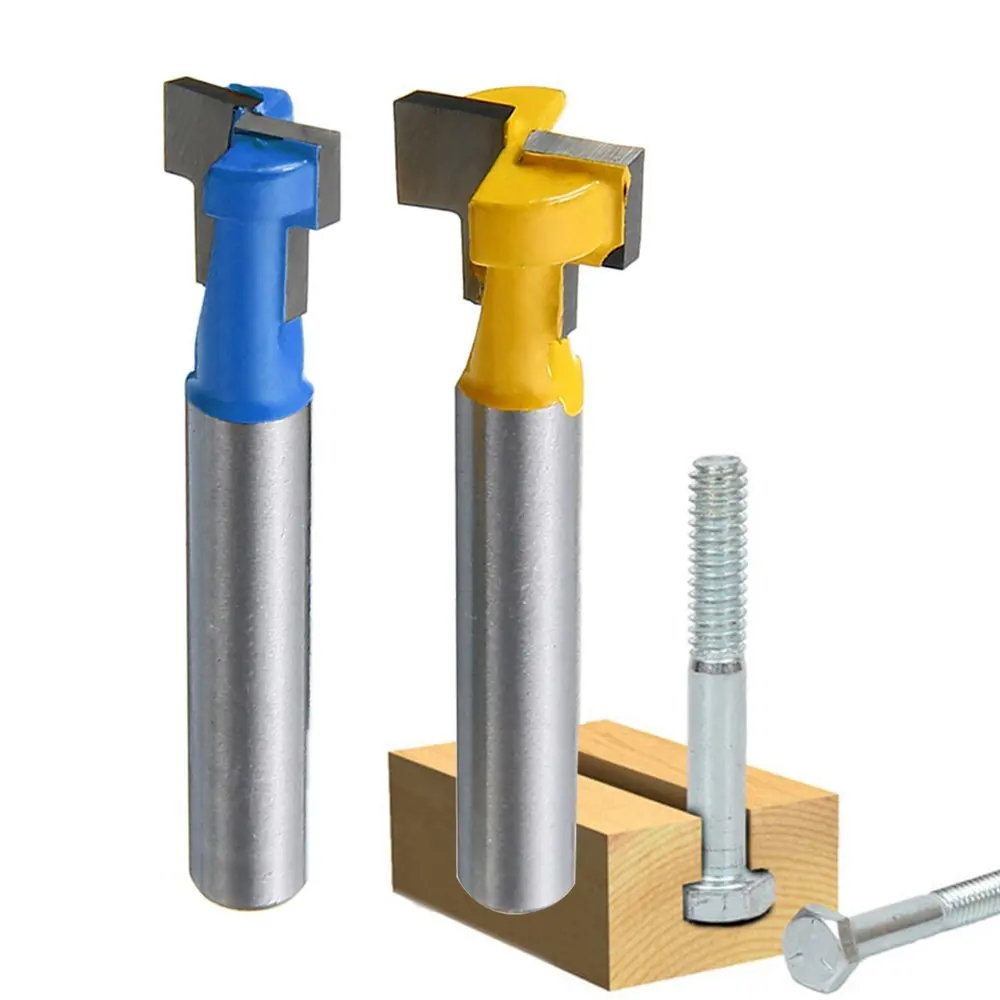 1/4 inch Shank T-Slot Cutter Router Bit Steel Handle 3/8 inch & 1/2 inch Length Woodworking Cutters For Power Tools