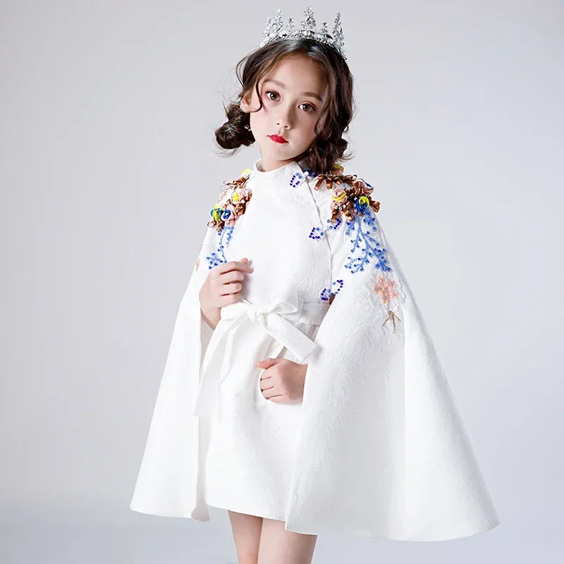 Baby Child dress Princess dress girl model catwalk tide suit little girl Western style white host high quality girls dress