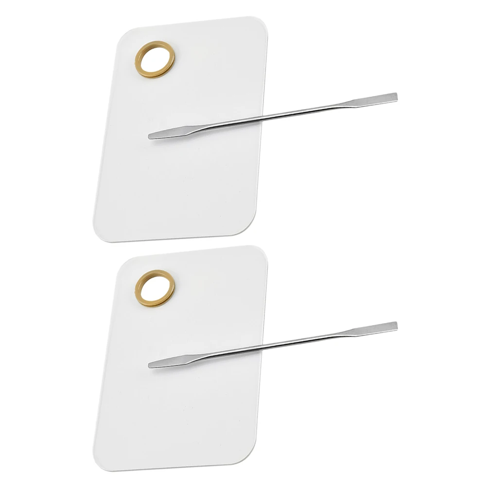 

2 set Acrylic Eye Shadow Mixing Palette 2 Sets Color Blending Tool For Makeup Nail Art Pigment Mixing Plates Spatula