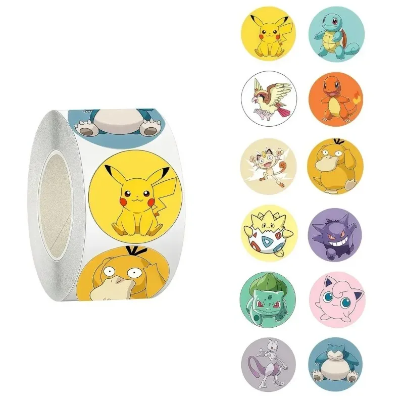 500PCS Cute Pokemon Pikachu Roll Stickers Cartoon Anime Sealing Decoration DIY Laptop Decal Graffiti Stiker Reward Gift Kid Toy