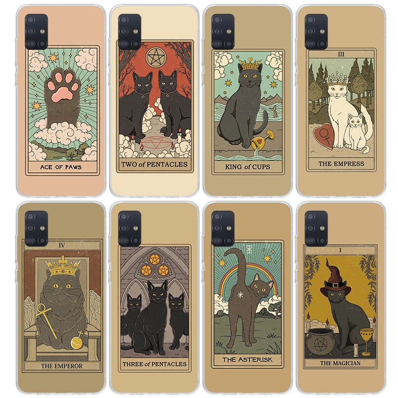 Чехол для телефона с картой Таро Cute Art Cats для Samsung Galaxy A51 A71 A41 A31 A21S A11 A01 A50S A70 A40 A30S A20E A20S A10S A6 A7 A8 A9