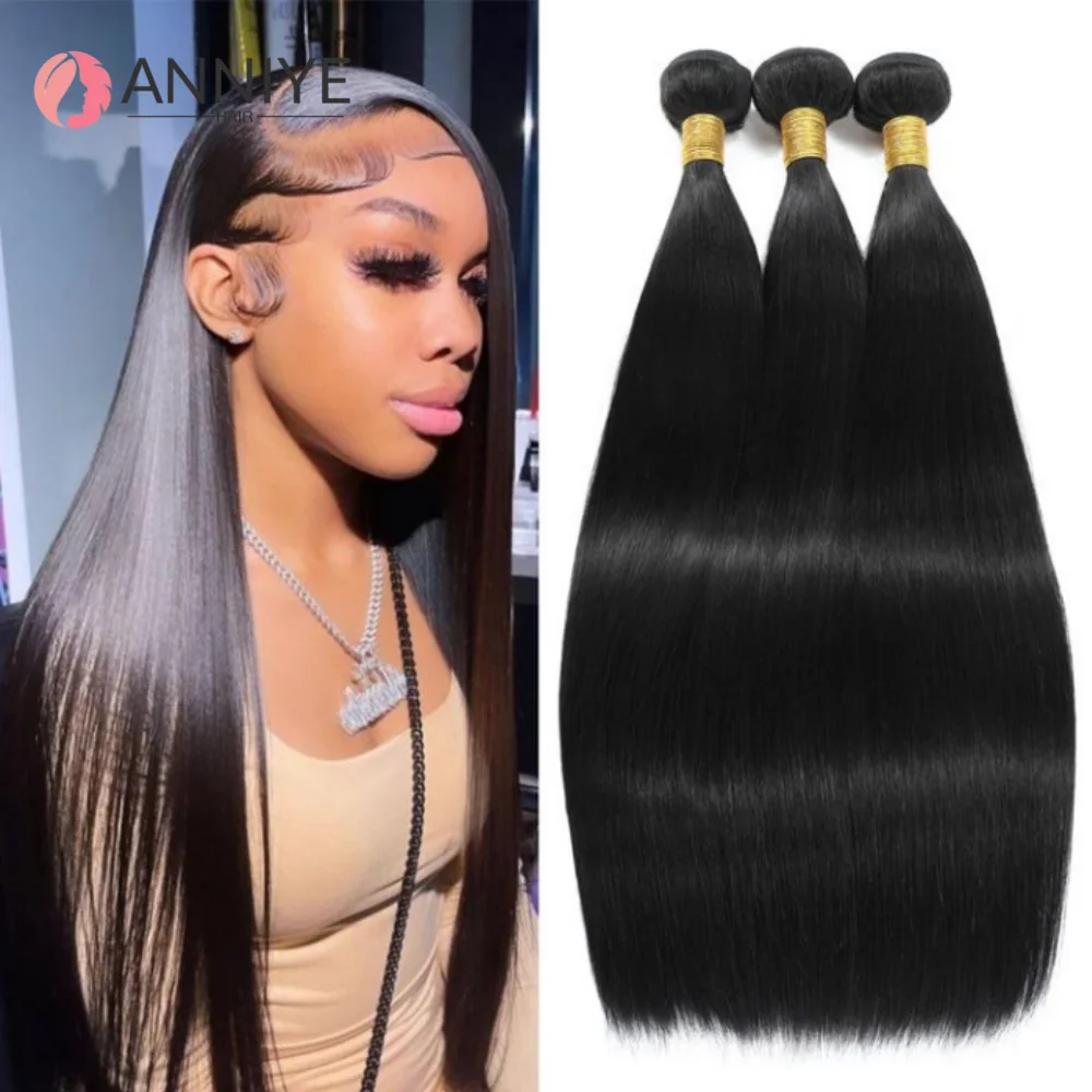 

Straight 100% Human Hair Bundles 1/3/4 Pcs Weave Bundles Human Hair Extensions Brazilian Remy Natural Black Human Hair Wholesale