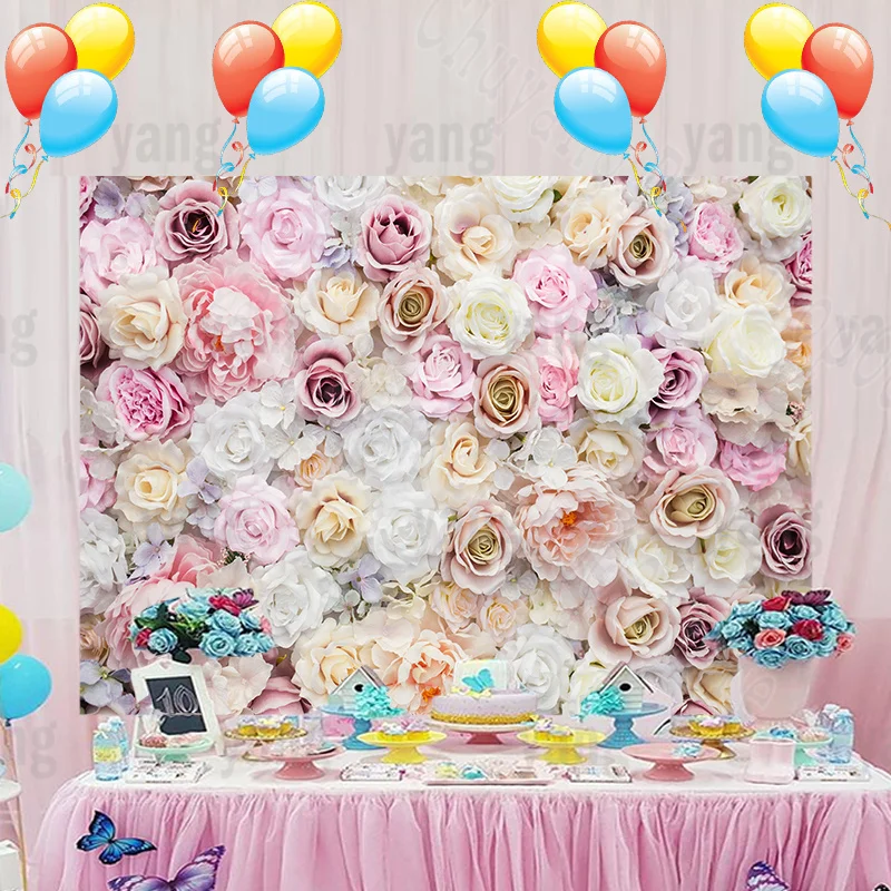 Artificial Flower Wall Backdrop Romantic DIY Christmas Wedding Anniversary Decoration Birthday Party Shop Window Panels Decor