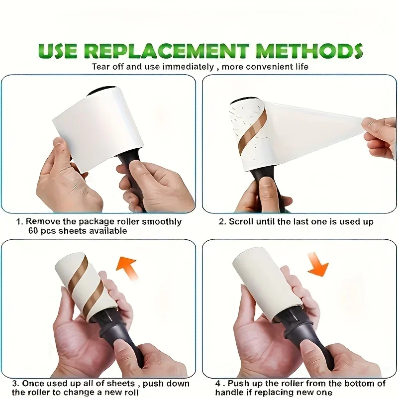 Ultra-Klebrige Fusselrolle zur Entfernung von Tierfell - Ideal für Möbel, Kleidung & Teppiche | Werkzeug zum Reinigen von Tierhaaren Haarentferner – Detail 9