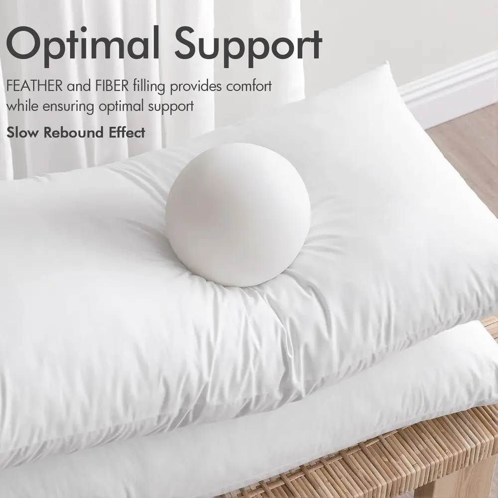 4個セット、26x26インチのユーロピローインサート - 羽毛とポリコットンの混合、コットン生地、装飾的な正方形のクッション、ソファ用