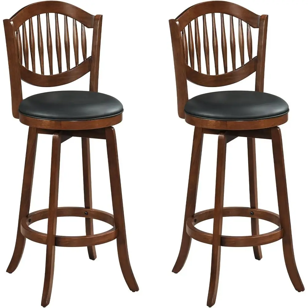 

Set of 4 30 High Swivel Bar Stools with Backs and Upholstered Seats for Kitchen Island or Dining Area