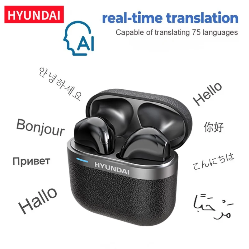 HYUNDAI HY-T02 Pro AI Translation Headphones In-Ear Wireless Bluetooth 5.4 Earphones 100+ Language Real Time Earbuds