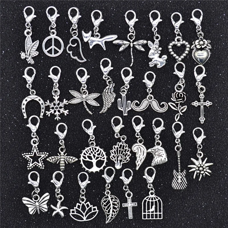 

30Pcs Hair Clip Rings Mixed Styles Animal Heart Leaf Flower Charms for Hair Braid Beard Dreadlock Beads Rings Tube Accessories