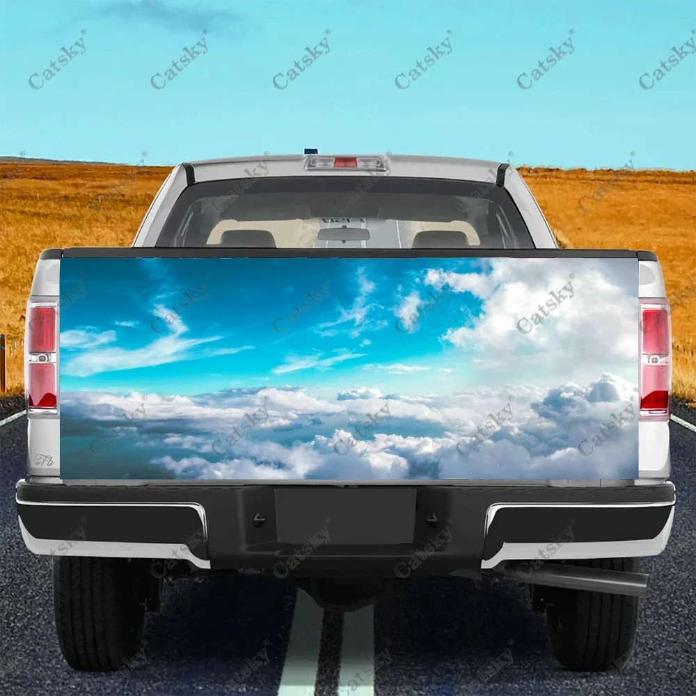 Nature Sky Cloud Print Blue Car Tail Trunk Protect Vinly Wrap Sticker Decal Auto Hood Decoration Sticker for SUV Off-road Pickup