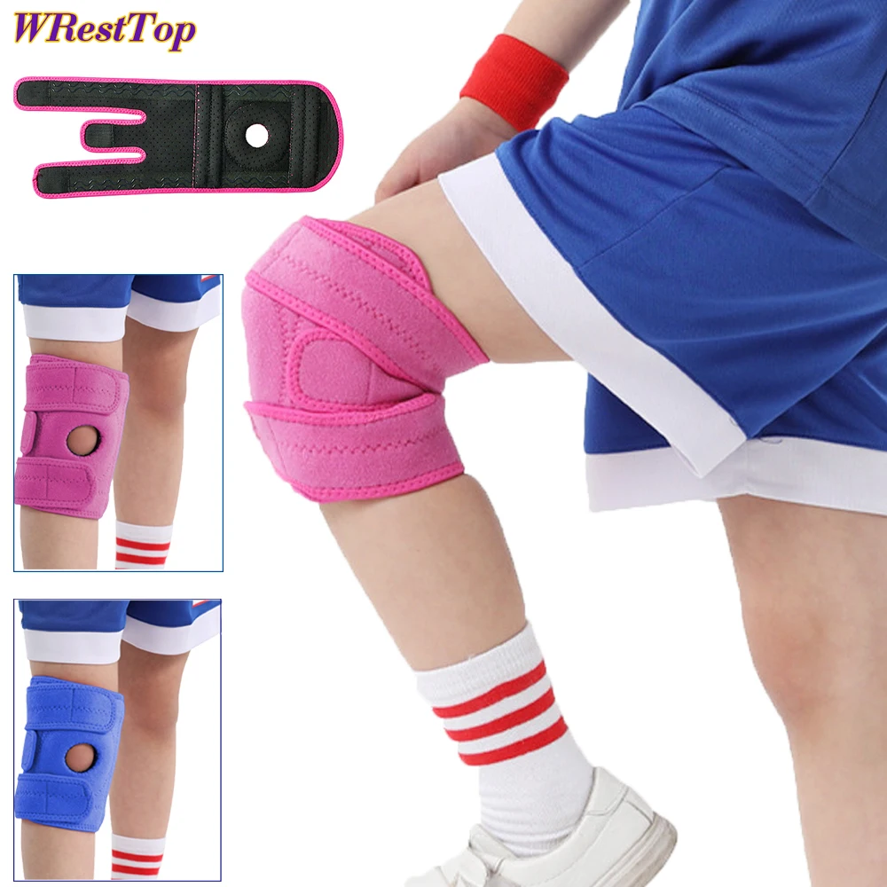 Adjustable Kid Knee Brace Support + Hot and Cold Ice Gel Pack for Stabilizing Patella Meniscus Tear Ligament Injury Prevention