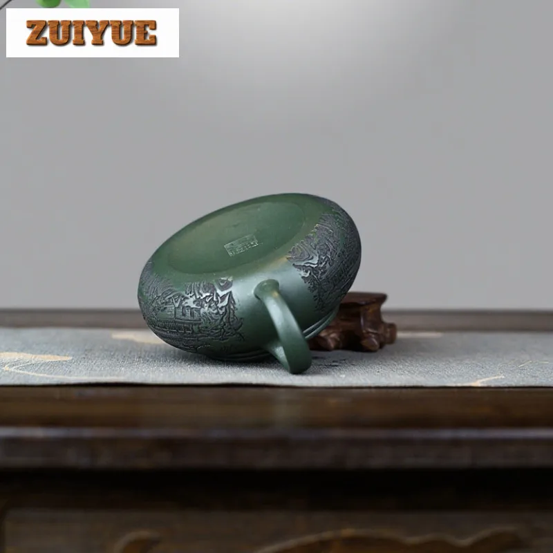 230 مللي ييشينغ الأرجواني الطين أباريق الشاي اليدوية هان جيانغ وعاء الخام خام مسود الأخضر الطين الشاي Infuser غلاية مع مصفاة Zisha Teaset