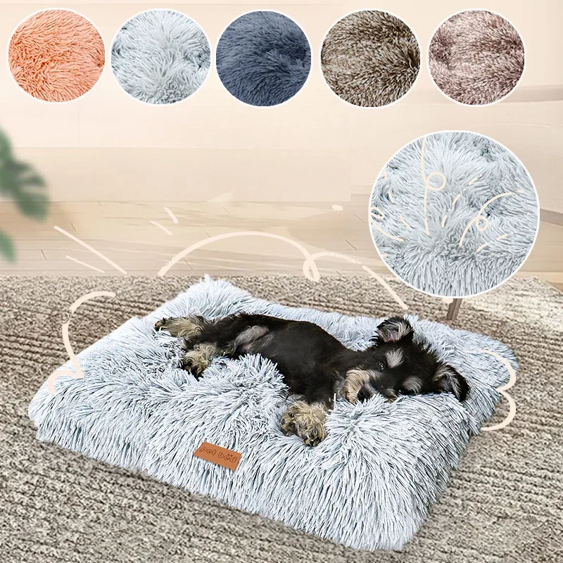 

Bed for Puppy Crate Mat Washable Plush Pet Crate Bed for Dog Anti-Slip Pet Mat Bed for Cat Fluffy Comfy Sleeping Mat